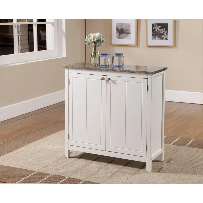 

Kings Brand Furniture - Haber Marble Finish Top White Kitchen Island Storage Cabinet Kitchen Island Storage Cart