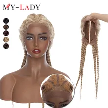 

My-Lady 24inches Synthetic Lace Front Wig With Baby Hair Long Straight For Black Woman People Braiding Frontal Box Braids Wigs