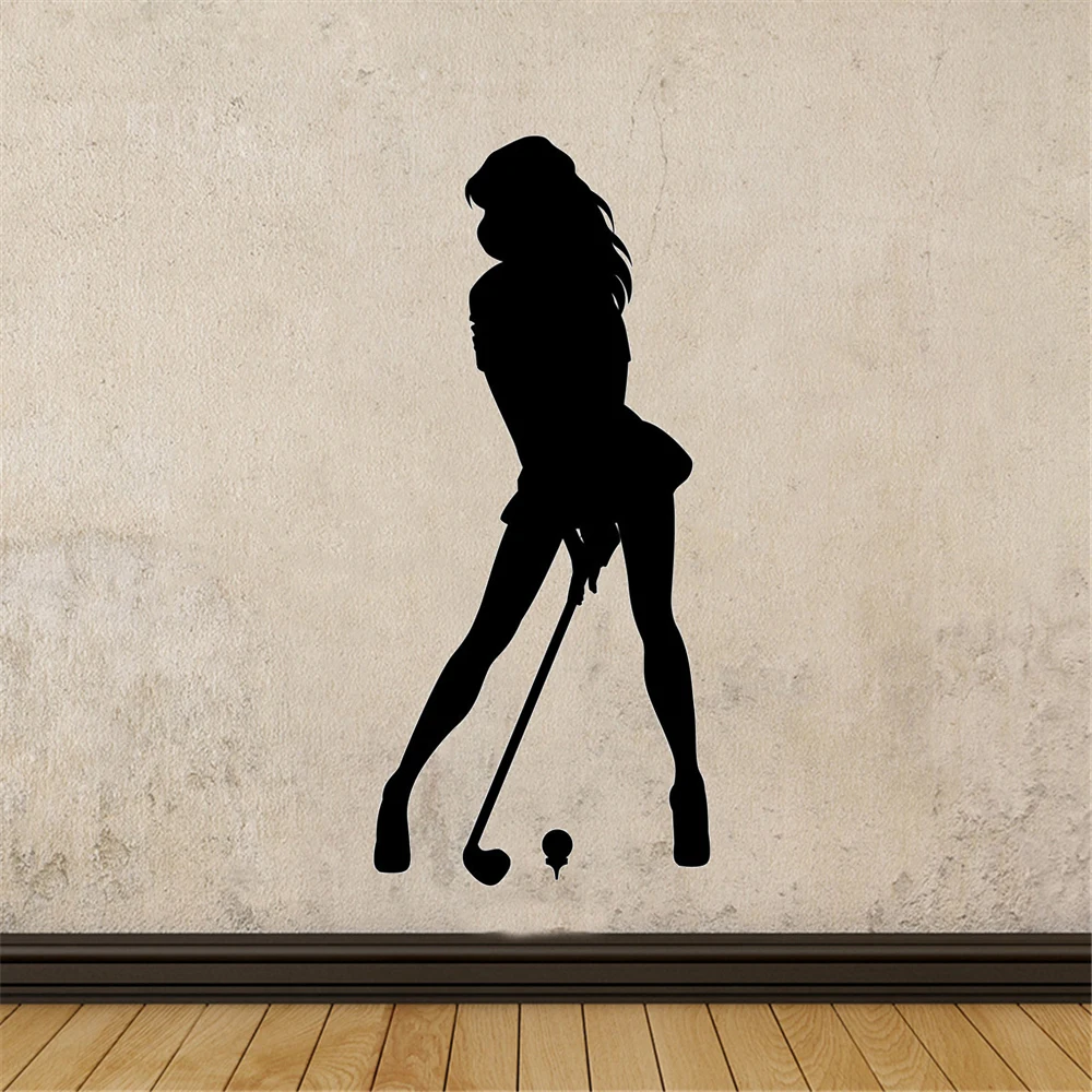 

Sexy Girl Playing Golf Wall Stickers Sport Silhouette Removable Vinyl Decals Livingroom Bedroom Decoration Golfer Murals DW13594