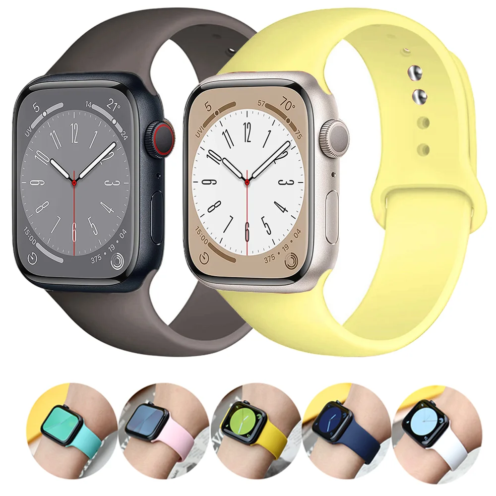 Silicone Band For Apple Watch strap 44mm 45mm 40mm 41mm 42-38mm 45 mm sport bracelet iwatch series 8 7 6 5 4 3 SE 9 Ultra 2 49mm