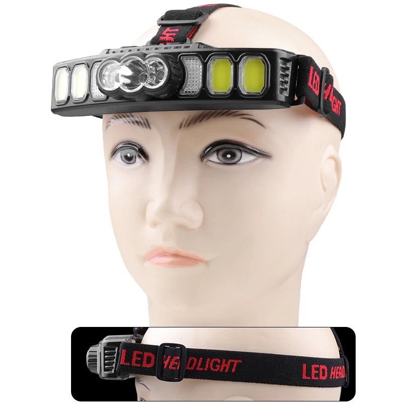 

90000LumenPortable Headlamp High Strong Lighting Flashlight Hand sensor Torch Cob Led Emergency rechargeable lamp for Camping
