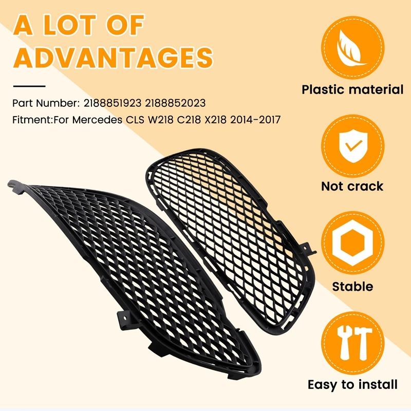 Nebelscheinwerfer Gitter Für Mercedes C-Klasse W205 2015-2018 - ABS PC Anti-Fog Grill