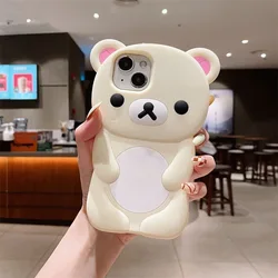 3D Rilakkuma Bear Cartoon Silicone Soft Phone Case for iPhone 13 Mini (2)