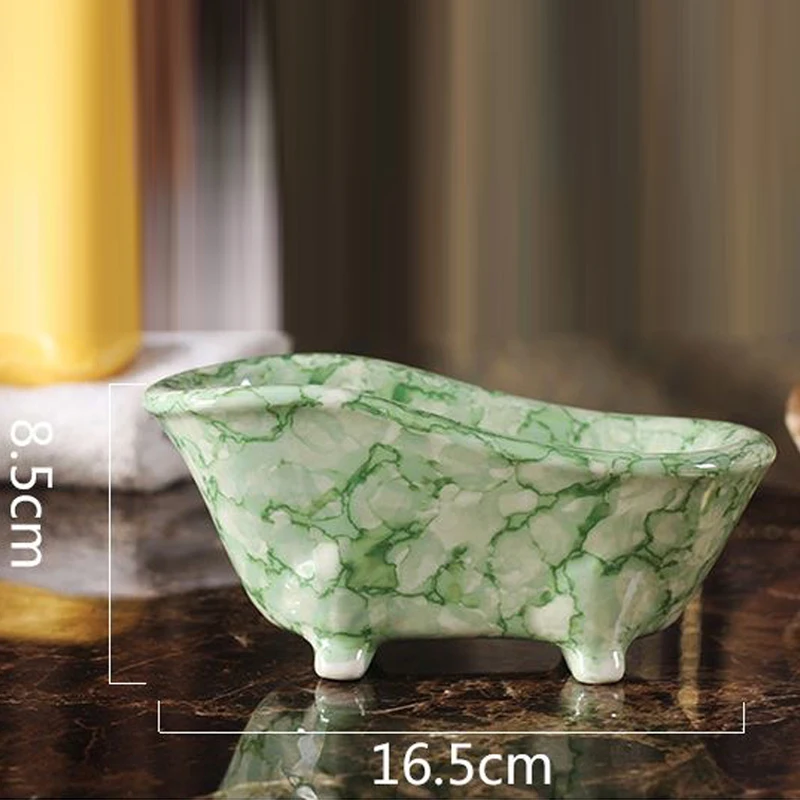 Creative Ceramic Draining Soap Box, Light luxury, marble pattern Soap Dishes, Hotel Bathroom Kitchen Supplies, Storage Rack, 1Pc