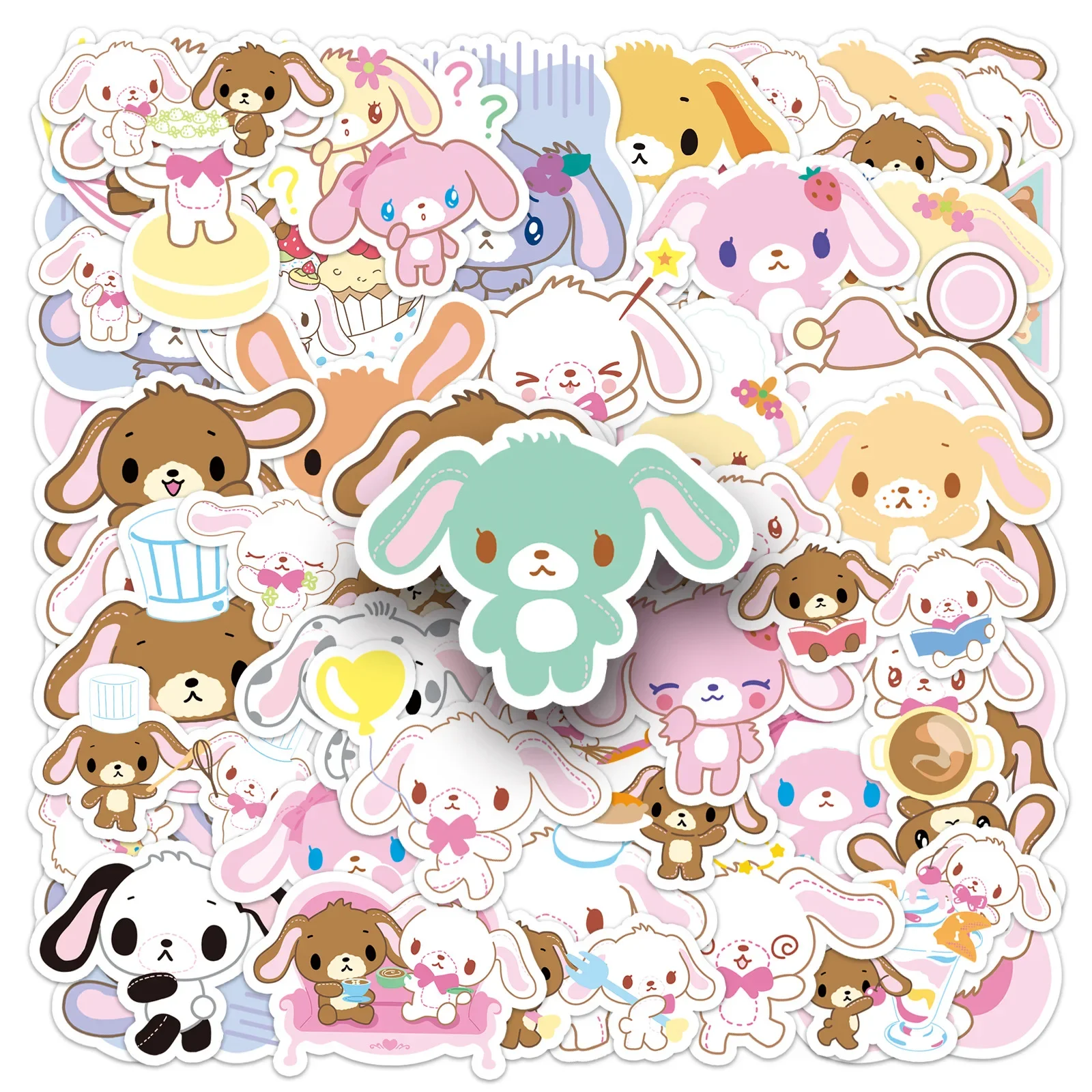 50 PZ Sugarbunnies Adesivi Cartoon SHIROUSA KUROUSA Graffiti Kawaii Sanrio Decalcomanie Laptop Chitarra Auto Bici Decorazione Giocattolo