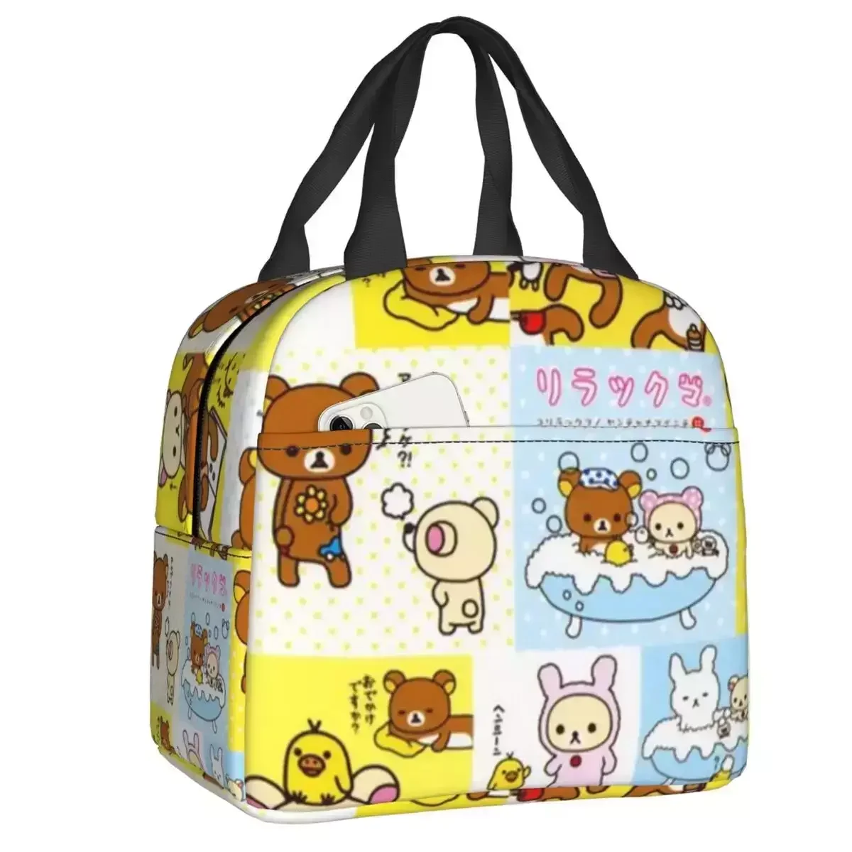 

Новинка 2023, многоразовый Ланч-бокс Rilakkuma, Женская многофункциональная Термосумка с японскими мультяшными персонажами, Термосумка для еды с изоляцией