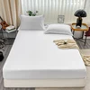 1Pc Fitted Bed Sheet With Elastic Band Solid Color Anti-slip Adjustable Mattress Cover for Single Double King Queen Bed 5