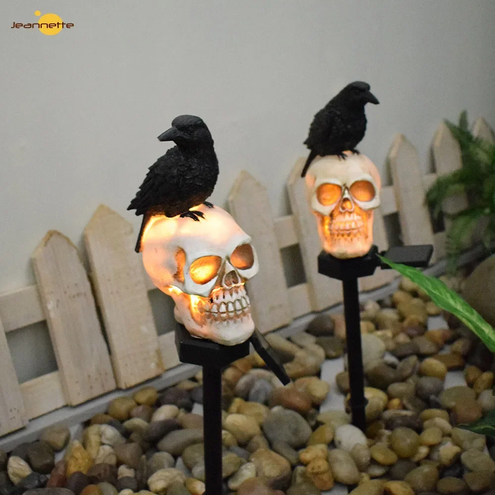 Halloween Outdoor Light Skeleton Ghost Horror Grimace Solar LED Light Party Decoration Outdoor Balcony Holiday Lamp Garden Decor solar powered wind chime light led garden hanging spinner lamp color changing decoration light outdoor lighting party decor gift
