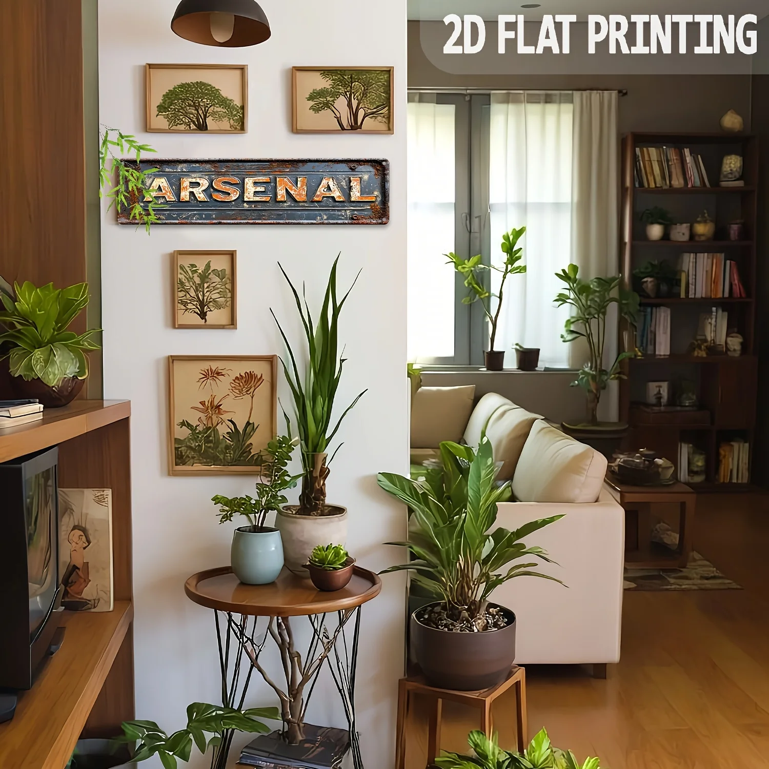 2D 플랫, 1개입 ARSENAL 알루미늄 장식 패널 15.7x3.9인치 - 빈티지 벽화, 소박한 오렌지색과 디자인, 가정에 딱 맞습니다.