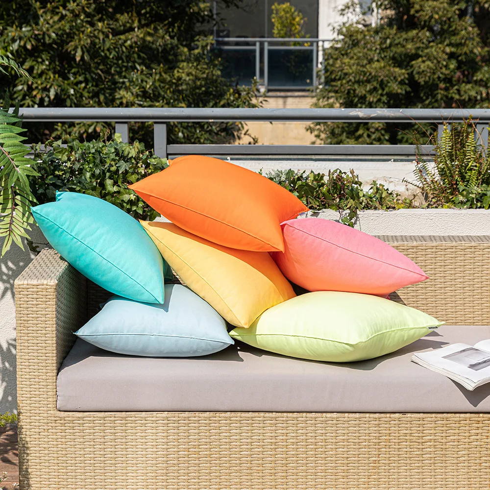 Solid Color Outdoor Waterproof Cushion Cover Candy-colored Simple Rainproof Stain-resistant Throw Pillow Covers for Patio Sofa 3