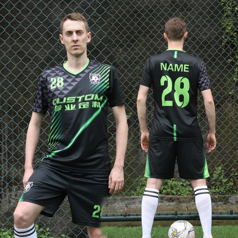 100% Polyester Cheap Soccer Jersey Shirts Breathable Football Jersey Sets With Name Number Quick Dry Soccer Uniform For Men W041