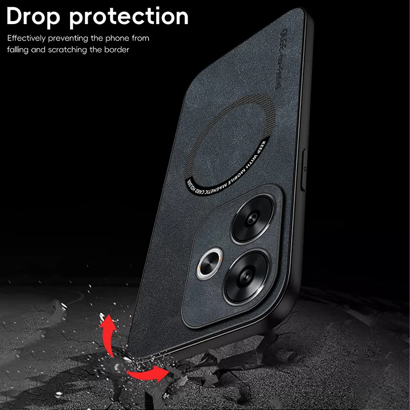 Luxury Leather Magnetic Phone Case with MagSafe Wireless Charging Compatibility