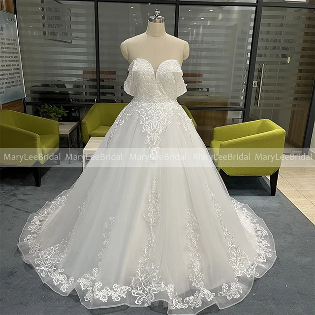 Vintage A Linha de Vestidos de Noiva Estilo Princesa Com Decote Em V Branco  Marfim Vestidos de Noiva Comprimento Total Frisado Apliques De Vestidos De  Noiva - AliExpress