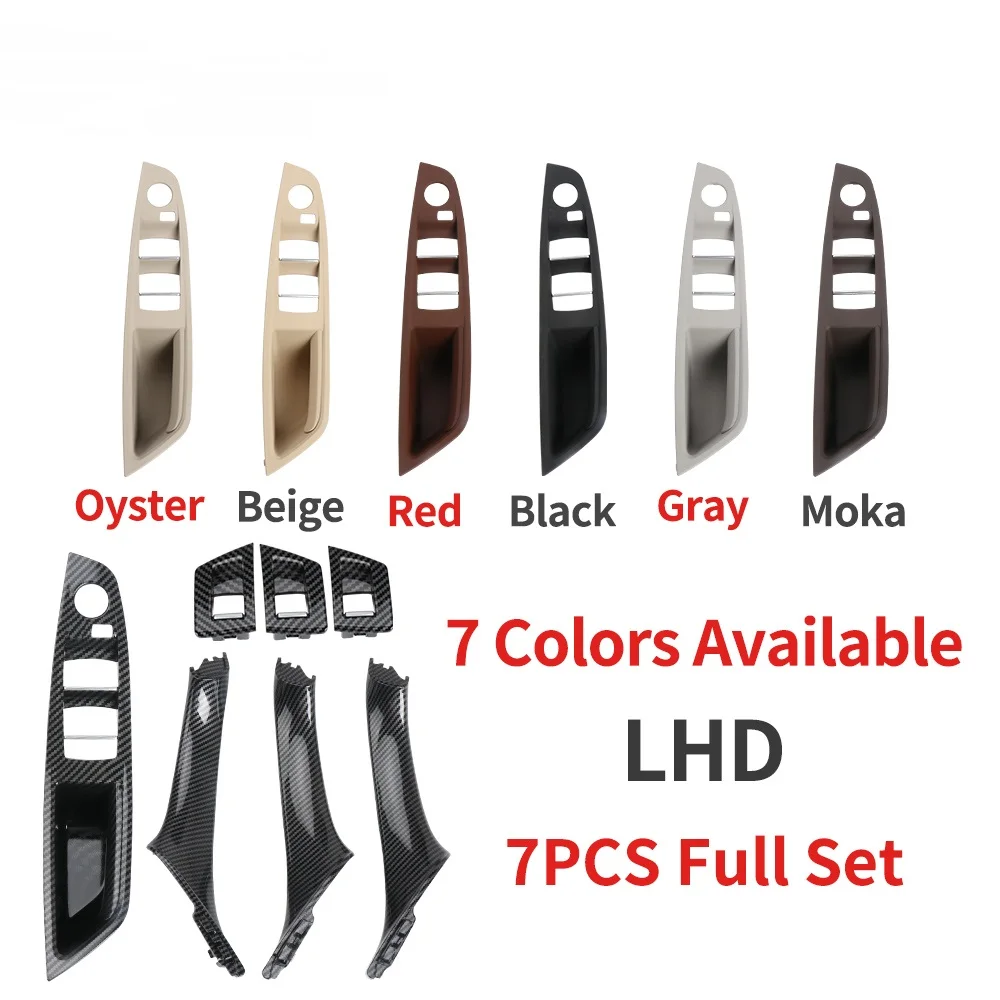 Car Door Handle Carbon Fiber LHD Interior Fit For BMW 5 series F10 F11 520d 525d 530d 535i Inner Panel Pull Trim Cover