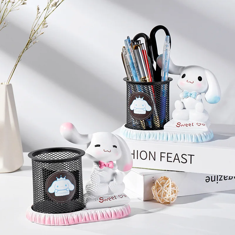 

Kawaii Sanrio Pen Holder Cinnamoroll Accessories Cute Anime Ornaments Student Desktop Decoration Storage Bucket Toys Girls Gift