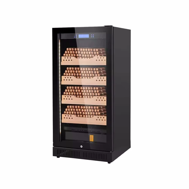 228L 800 Cigars Independent Temperature Humidity Control Spanish Cedar Wood Compressor Cigar Humidor Cabinet