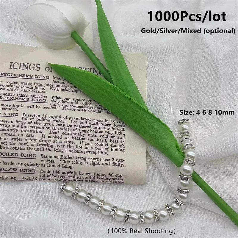 

1000 Pcs/Lot Fashion Rhinestone Rondelles Gold Crystal Round Loose Spacer Beads Diy Necklace Jewelry Making Accessories Supplier