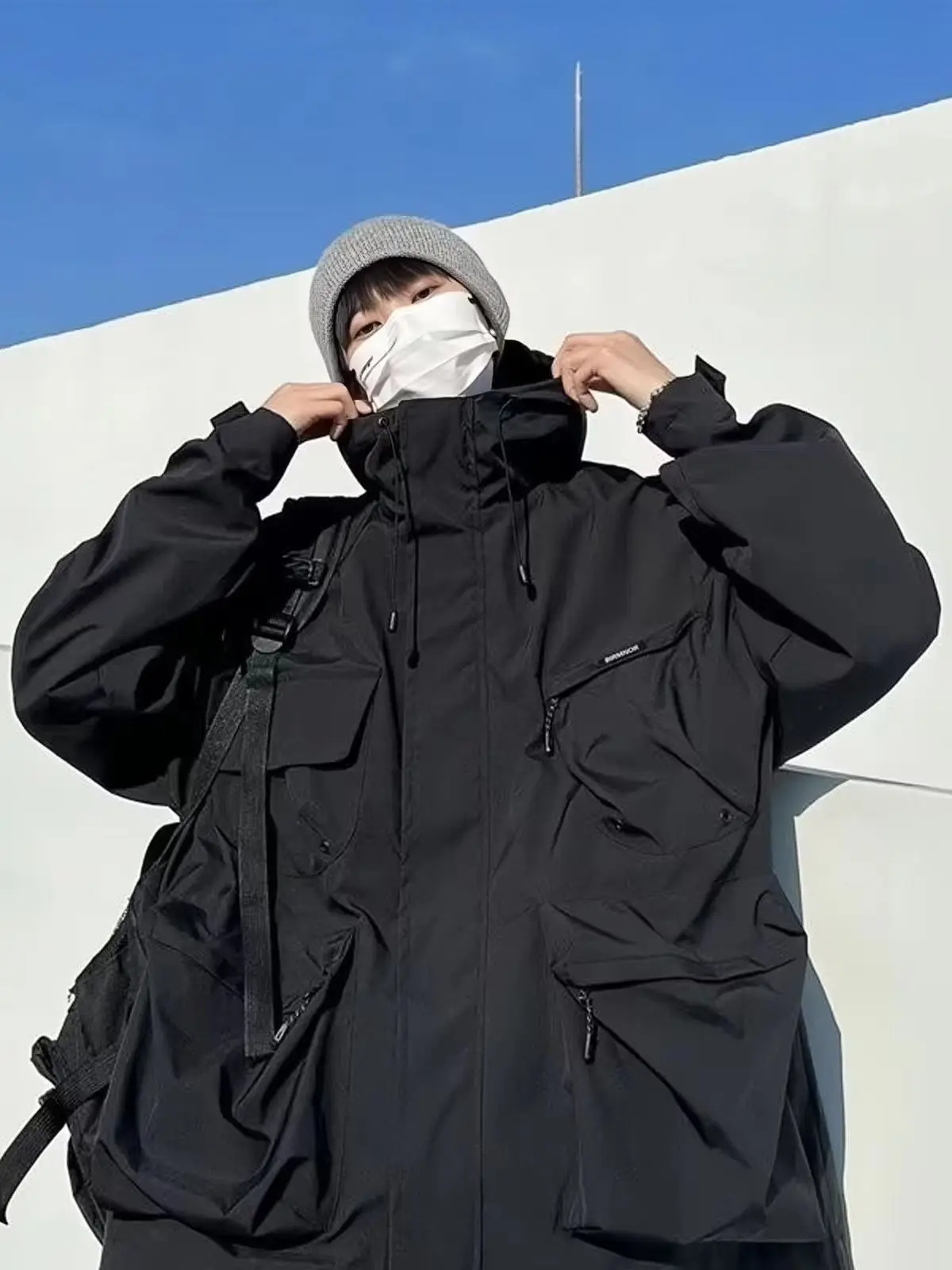 

Men Tactics Military Jackets Hooded Casual Multiple Pockets Coat Men 2023 Autumn New Windbreaker Outdoor Loose Thin Jacket Coat