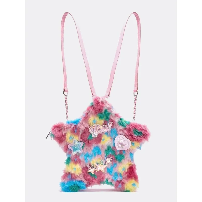 New Plush Shoulder Bag Women Shoulder Bags Vintage Oil Painting Large Capacity Commuter Tote Autumn and Winter Trend All-match