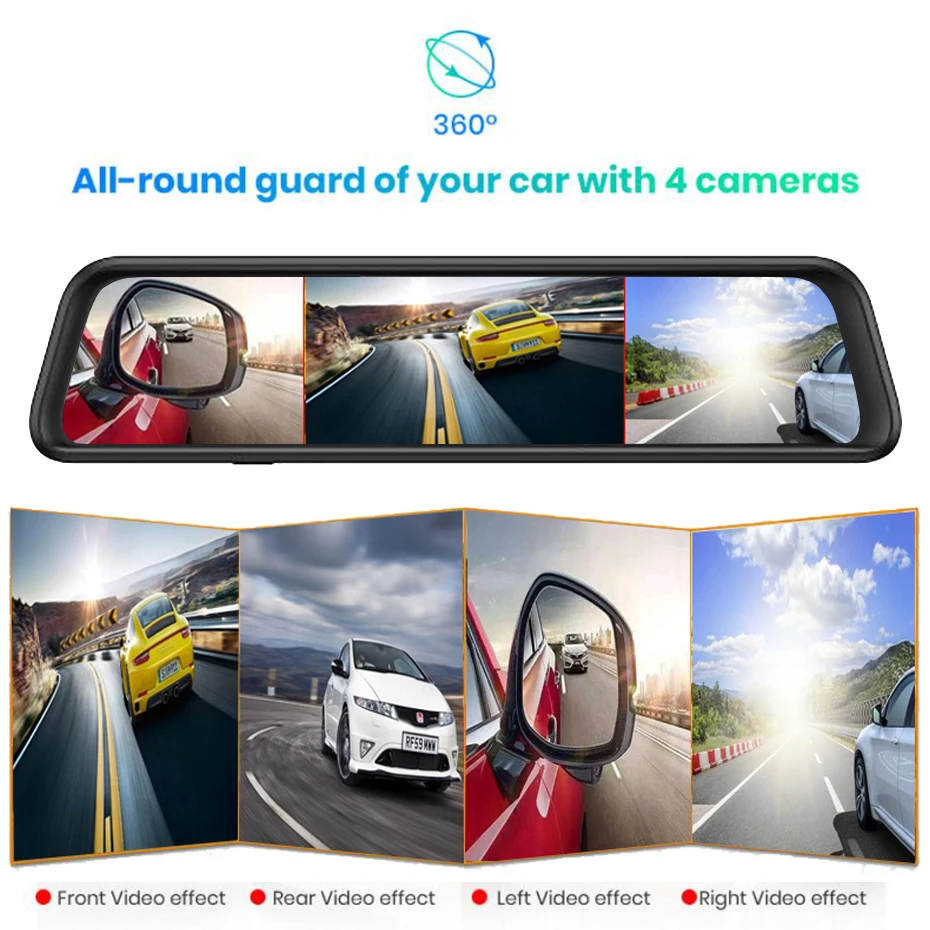 WHEXUNE-12 IPS 4G ȵ̵ ̷  ķ GPS ׺̼ 4 ī޶  ڴ, ڵ DVR ADAS  24 ð ͸
