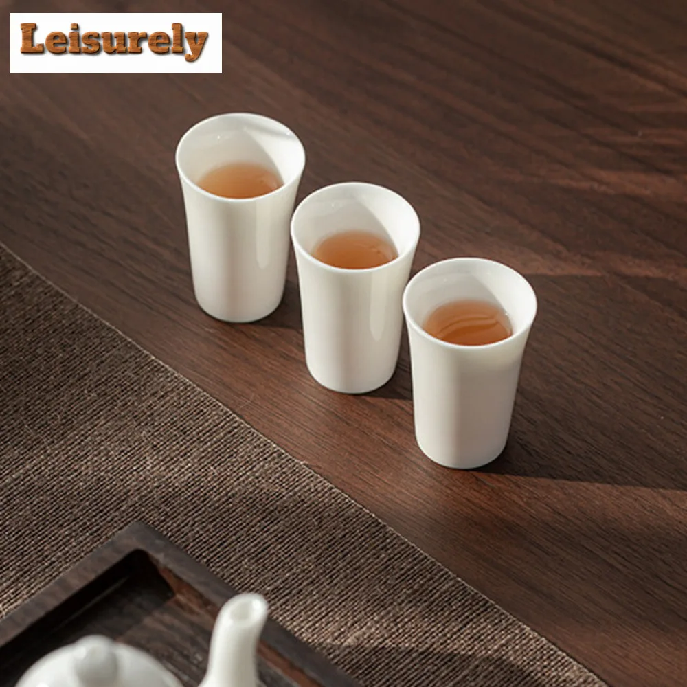 2pc/set Dehua White Porcelain Smelling Fragrance Cup Sheep Fat Jade Tasting Master Cup Small Single Meditation Cup Teaware 30ml