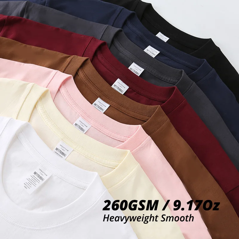 Summer Basic T Shirt Men,Heavyweight Pure Cotton Tops,Short Sleeve Crew Neck Tees,Harajuku Plain Clothing