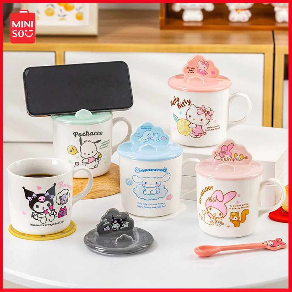 

Hellokitty Coffee Mug with Lid Cell Phone Holder Mug New Ceramic Mug Kuromi Mug Sanrio Household Milk Mug 400Ml Mug Girls Gift