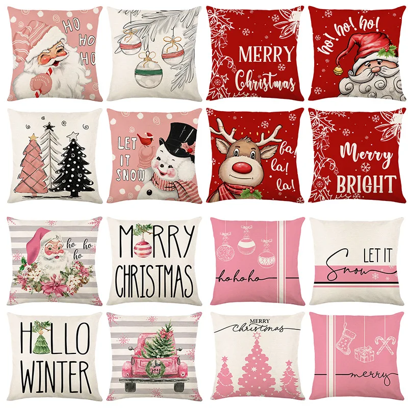

Elk Pillow Case Merry Christmas Santa Claus Pillow Cover Alphabet Snowman Cushion Case 2023 Xmas Garden Sofa Bedroom B0338G