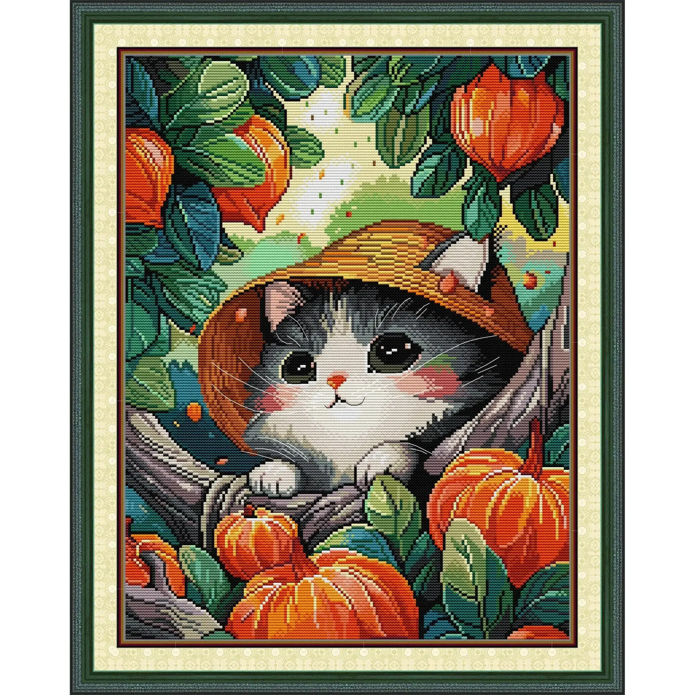 Pre-printed Cross Stitch Kit Easy Pattern Aida Stamped Fabric Embroidery Set-Kittens cross stitch kit cross stitch tools