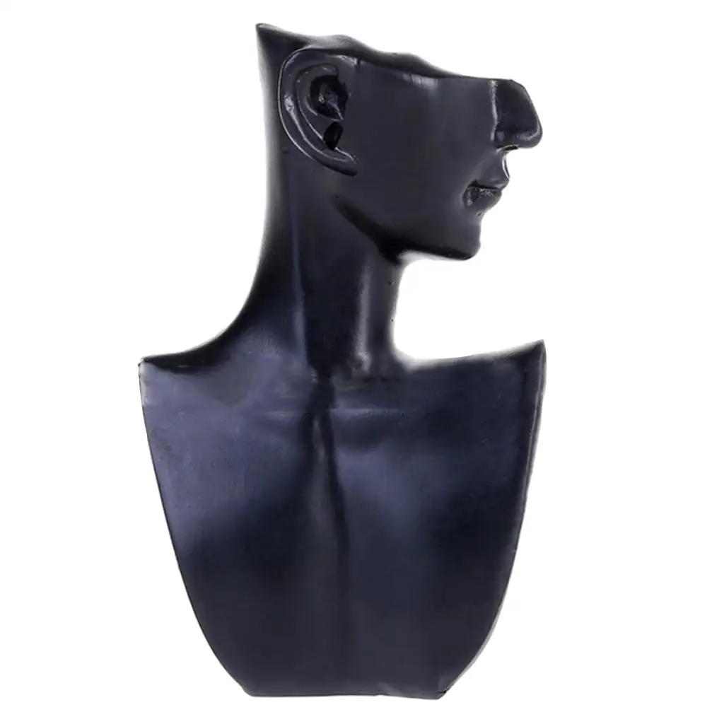 

Female Fashion Jewelry Head Bust Display, Resin Material, Black