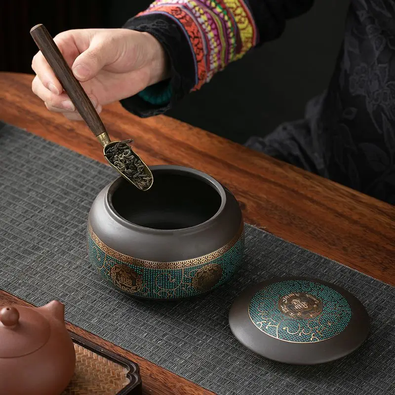 Creative Purple Sand Tea Canister Ceramic Seal Candy Jar Portable Coffee Beans Nut Medicinal Herb Storage Box Food Container New 4