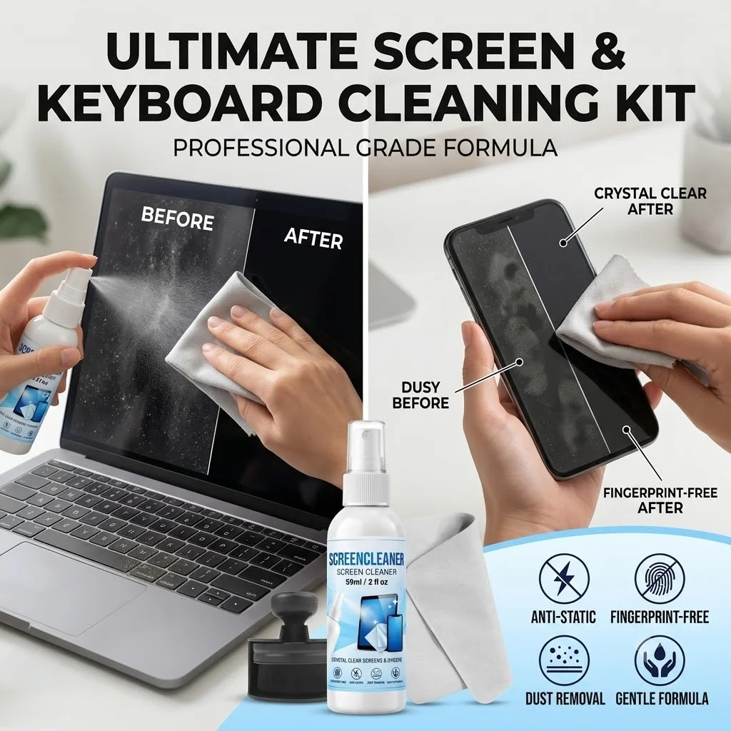 SIKEZHAN Streak-Free Screen Cleaner Kit with Polishing Cloth (2oz)