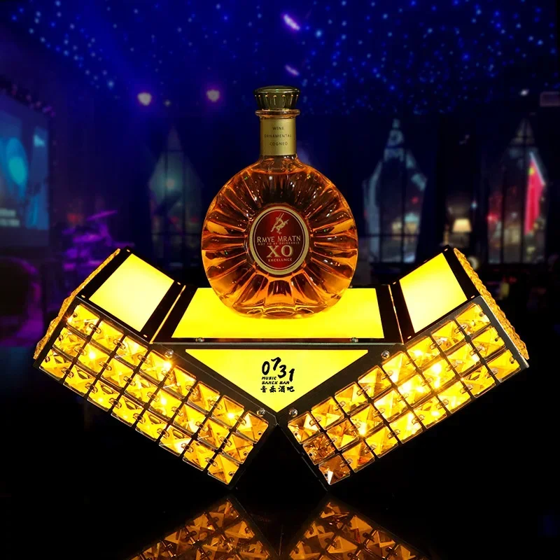 Nightclub LED Bar KTV Wine Storage Tray Crystal Champagne Display with Laser Light XO Wine Rack for Party