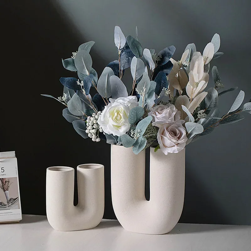

Минималистичная белая керамическая ваза Vilead в стиле U, пампасная трава, для офиса, гостиной, Свадебный современный геометрический стол, цветочный подарок для прихожей