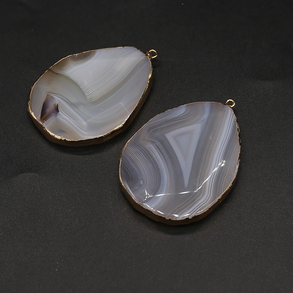 

Natural Stone Pendant Water Drop Shape Grey Agate Phnom Penh Exquisite Charms For Jewelry DIY Necklace Bracelet Earring Making