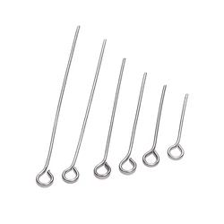 100Pcs Stainless Steel Jewelry Headpins - DIY Earring and Beading Accessories - 60mm x 100pcs (Eye Pins)