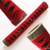 26cm Tsuka Katana Handle Alloy Fuchi Kashira Menuki Apply To Japan Samurai Sword Fittings New Red Japanese Silk Ito Very Nice 1