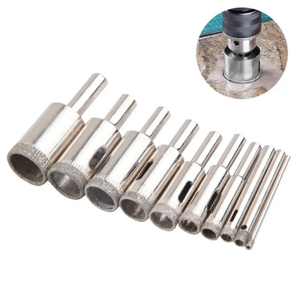 

10pcs Diamond Coated Core Hole Saw Drill Bit Set 3/5/6/8/10/12/14/16/18/20mm Diamond Coating Hole Opener Ceramic Drilling Tools