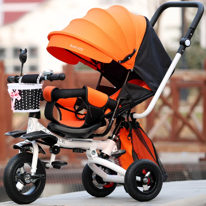 3 In 1 Triciclo Bici Piatto Sdraiato Carrozzina Passeggino Trike Bicicletta Sedile Regolabile Ombrello Bambino Passeggino Carrozzina Passeggino