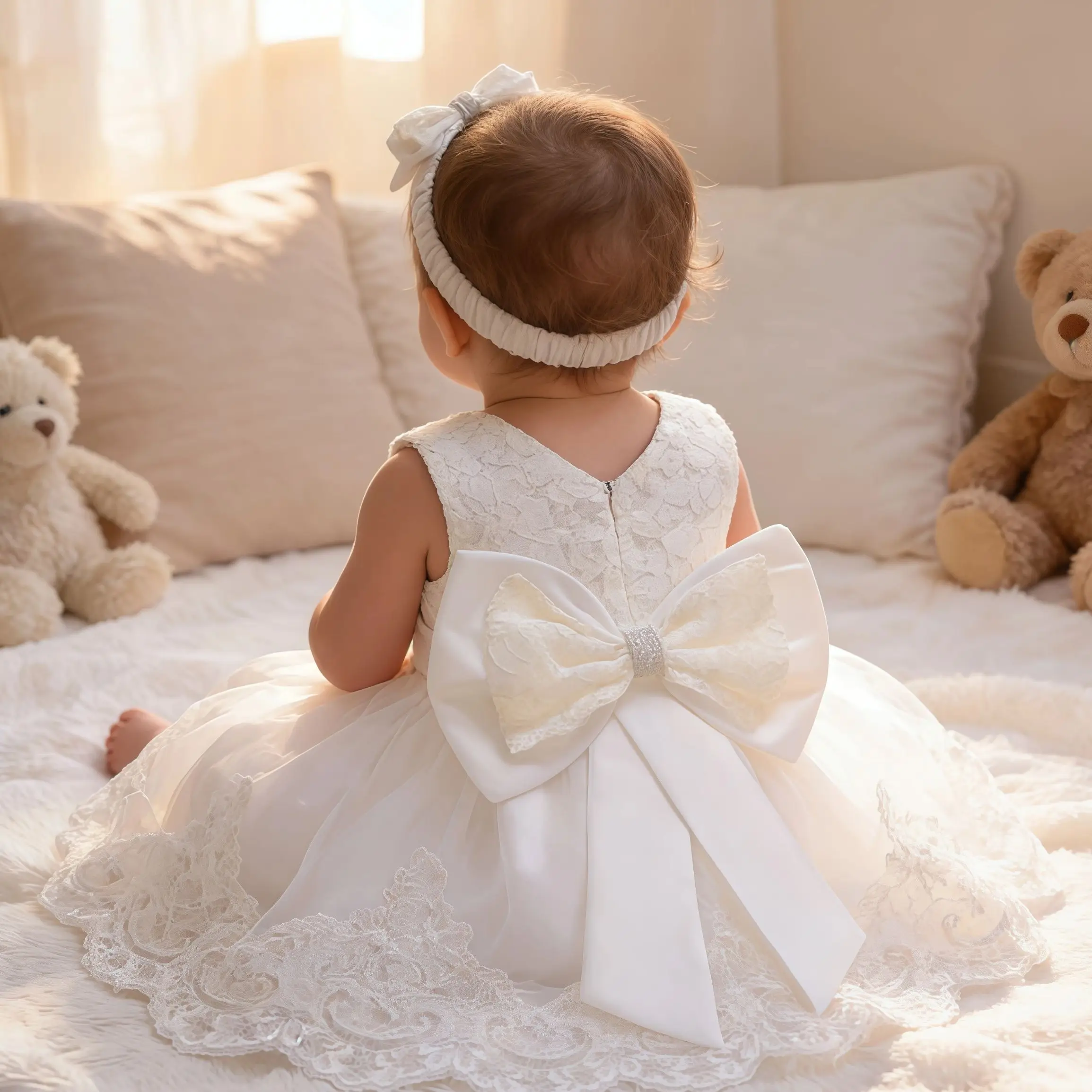 LZH Baby Mädchen Kleid Neugeborene Kleidung Prinzessin Kleid + Kopfbedeckung Für Kleinkind Geburtstag Hochzeit Taufe Kleinkind Party Weihnachten Kleid