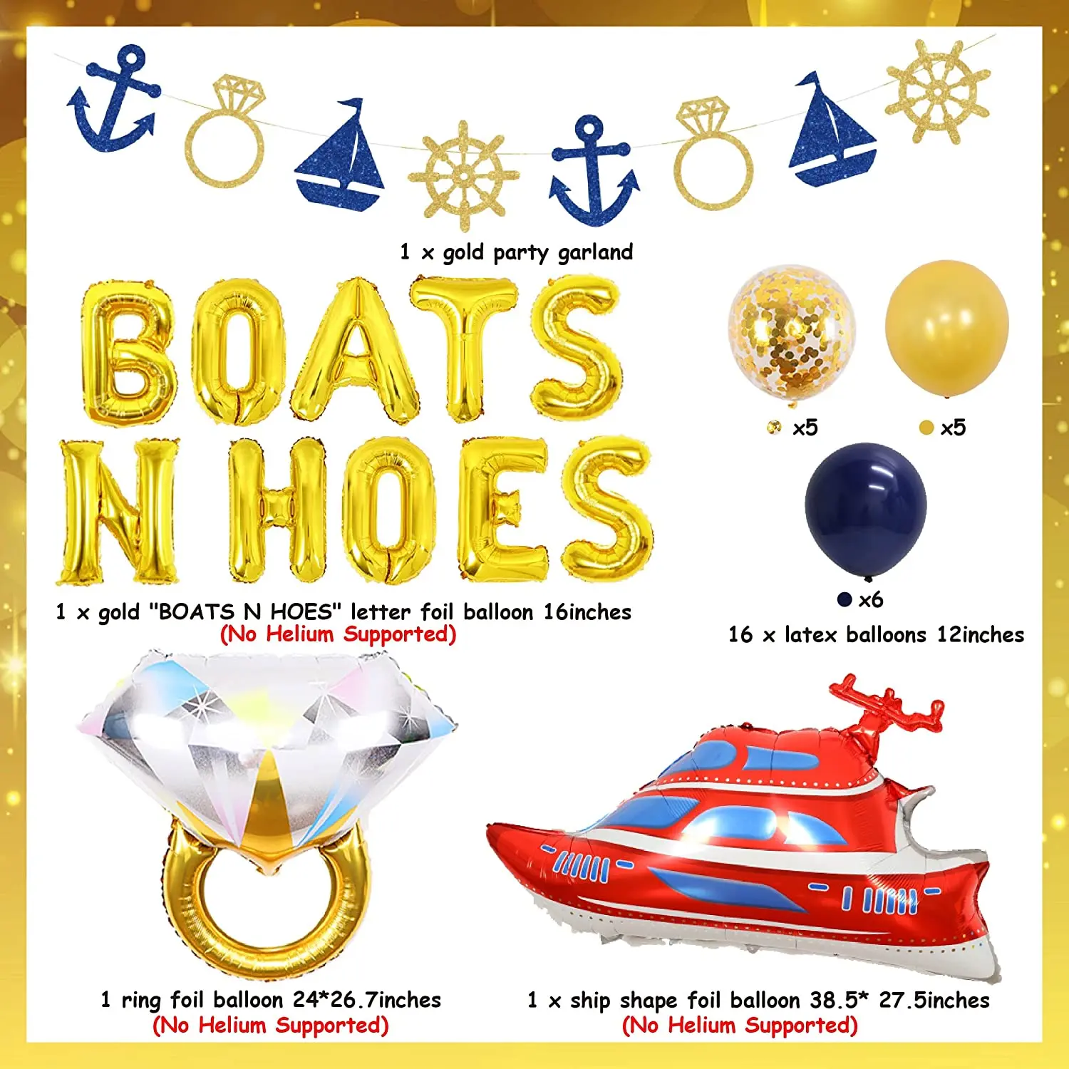 Cheereveal Nautical Navy Theme Birthday Party Decorations Boats Hoes  Balloons Banner Sailor Cake Toppers Birthday Decor Supplies