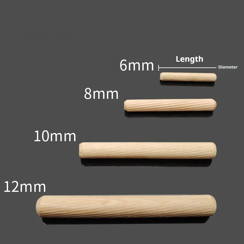 50/100pcs 나무 다웰 핀 홈이 있는 원형 목재 공예 다웰 막대 가구 캐비닛 서랍 목공 커넥터 M6-M12 DIY