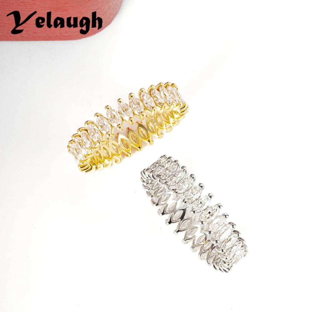 Yelaugh 100% Real 925 Sterling Silver 2X4Mm Marquise Cut Moissanite Full Eternity Ring Wedding Personality Band Ring Per Le Donne