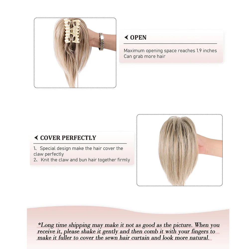 Synthetic Messy Bun Hair Piece Claw Clip in Hair Buns Piece for Women Straight Short High Ponytail Extension Tousled Updo messy bun hairpieces