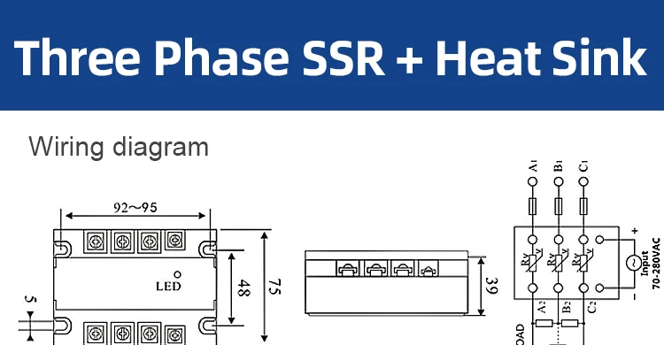 Description Picture 4 of item60A 80A 100A 3-32VDC Control Three Phase Solid state Relay With Radiator Integrated for Swithc On-Off