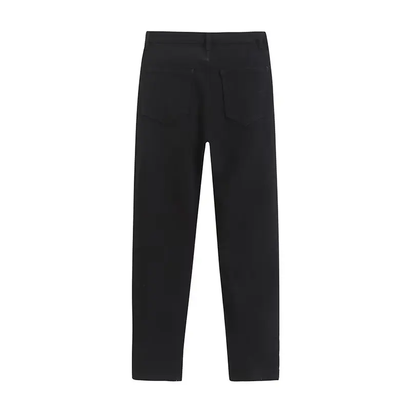Dave&Di New Women's Cloth Fashion  Denim Pants Black For Winter Plush Warm Jeans Women