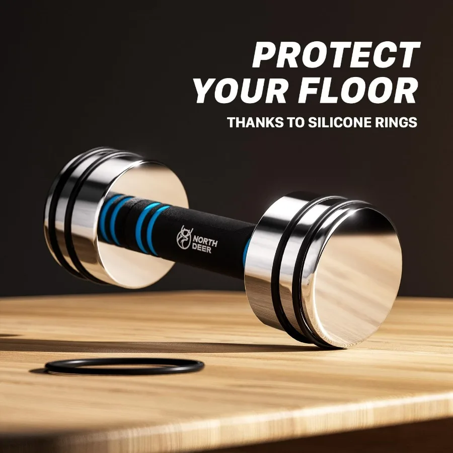 Steel Dumbbells Ultracompact & Adjustable Chrome Dumbbell with Foam Handles 10lb Home Gym Workout