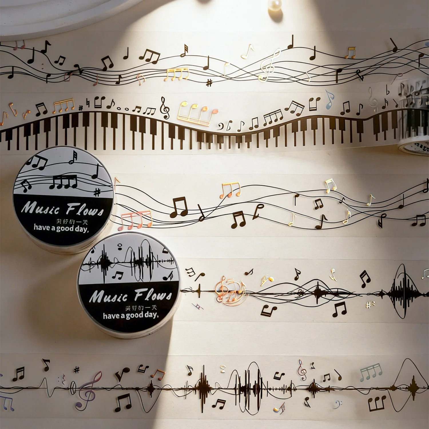 1pcs/1lot 장 접착 테이프 음악 흐름 마스킹 테이프 정크 저널 스크랩북 스티커 종이 일본어