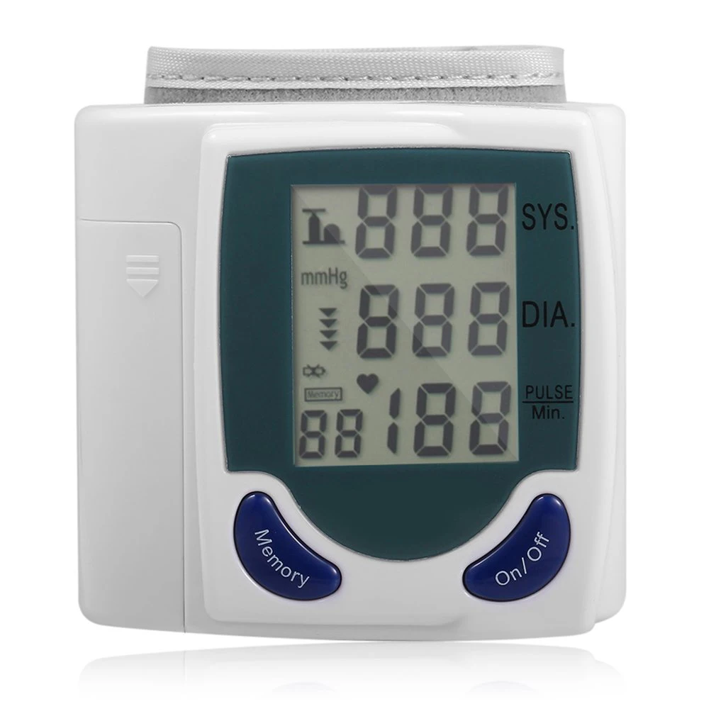 Digital Tensiometer Wrist Cuff Blood Pressure Monitors Heart Beat Rate Pulse Measure Meter Gifts for Parents