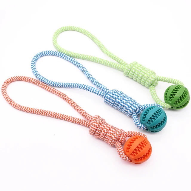 Pet Tooth Cleaning Pet Ball Toy with Rope Rubber Leaking Balls Toy for Small Large Dogs Puppy Chewing Bite Resistant Toys 5